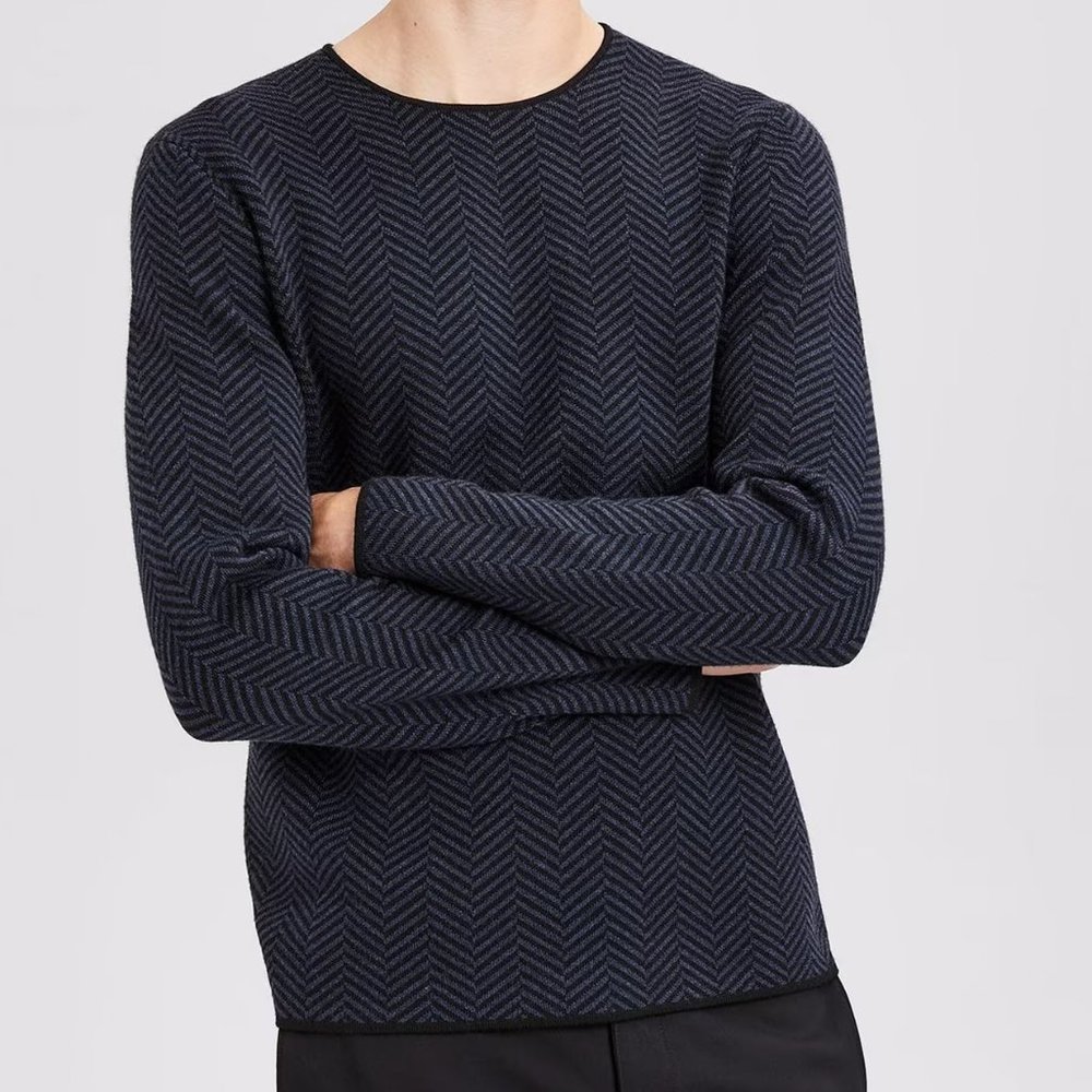 Theory Men's XL Hersomm C Cashwool Herringbone Sweater NWOT